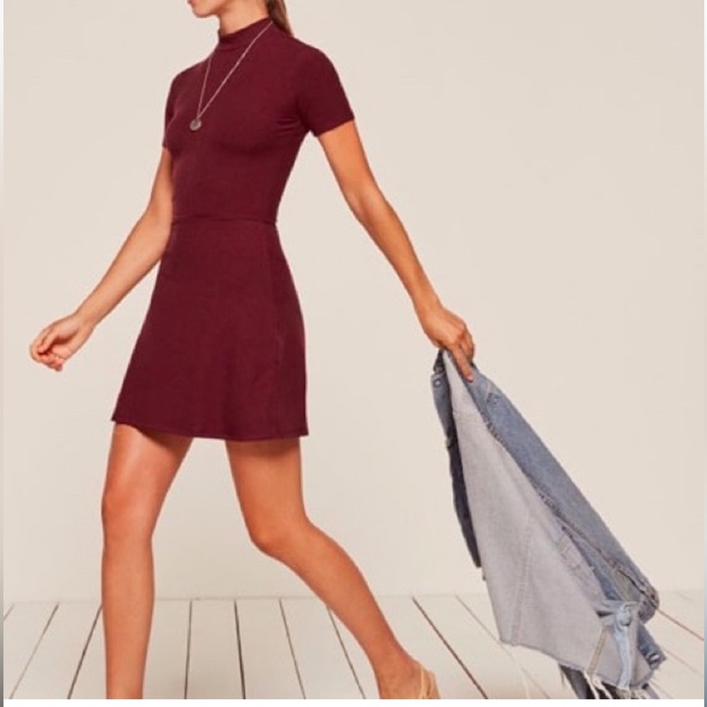 Reformation ribbed knit a-line mini dress